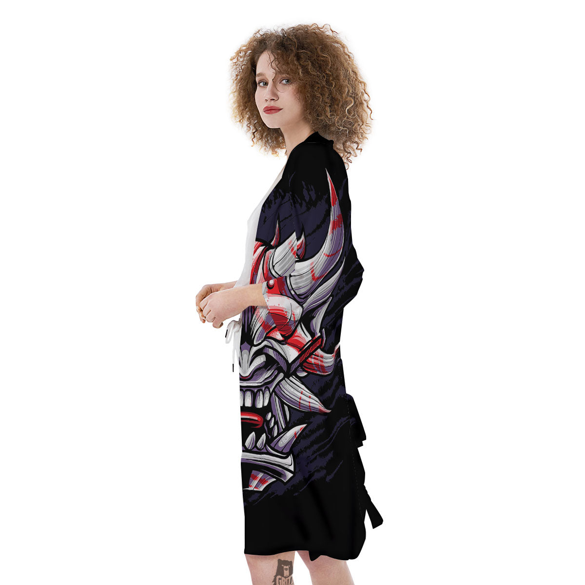 Evil Samurai Mask Print Kimono-grizzshop