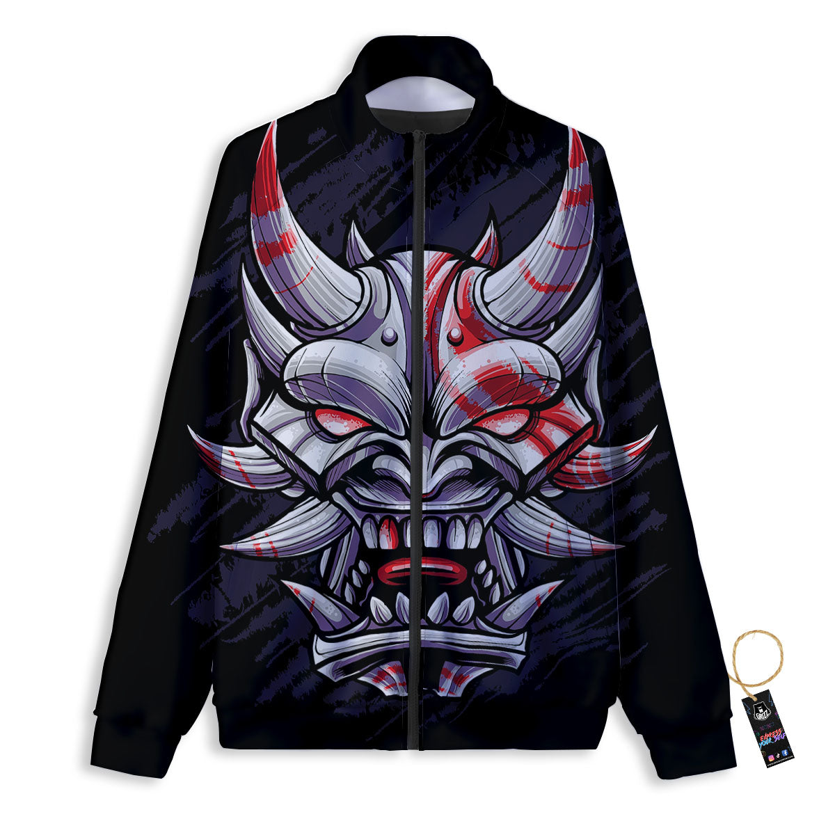 Evil Samurai Mask Print Track Jacket-grizzshop