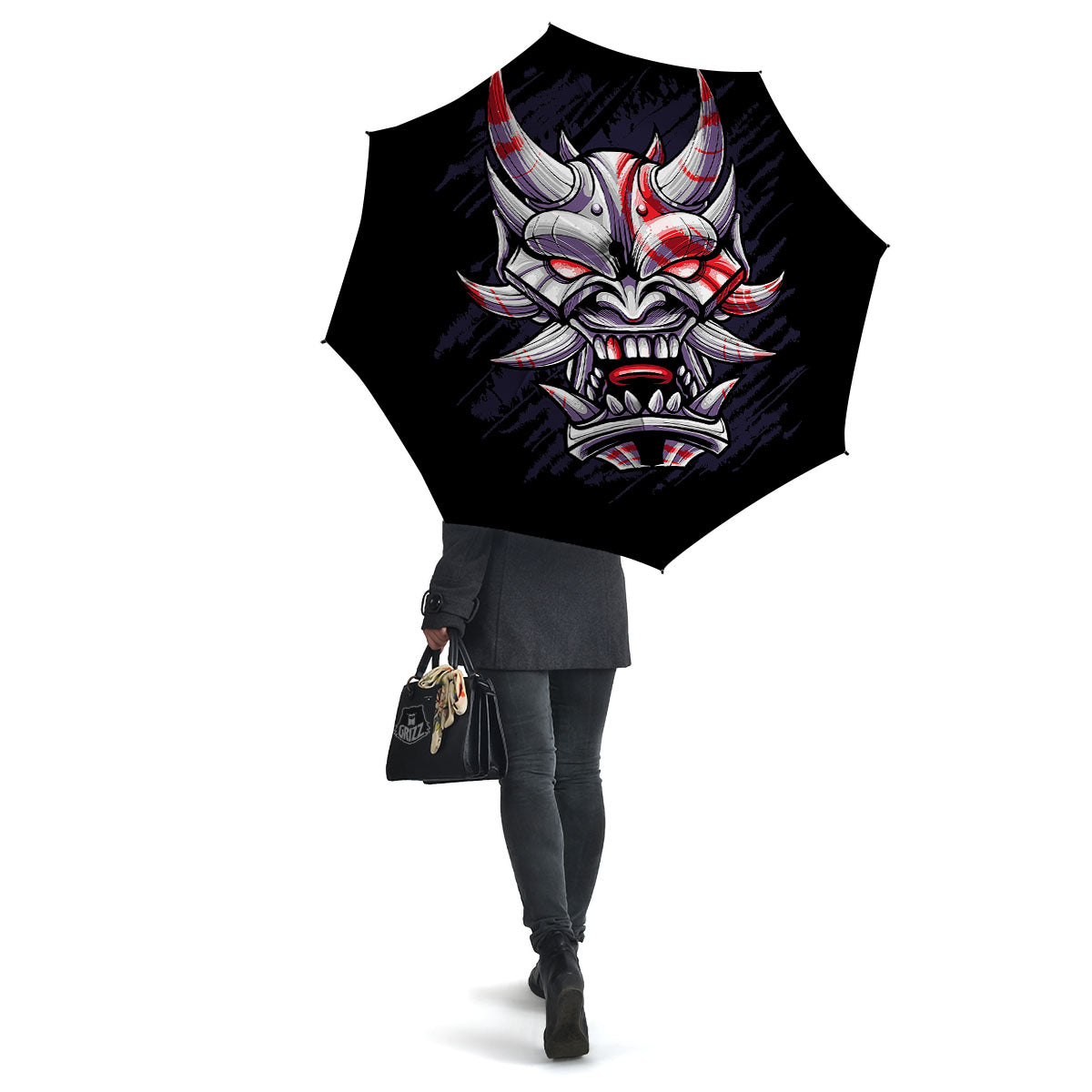 Evil Samurai Mask Print Umbrella-grizzshop