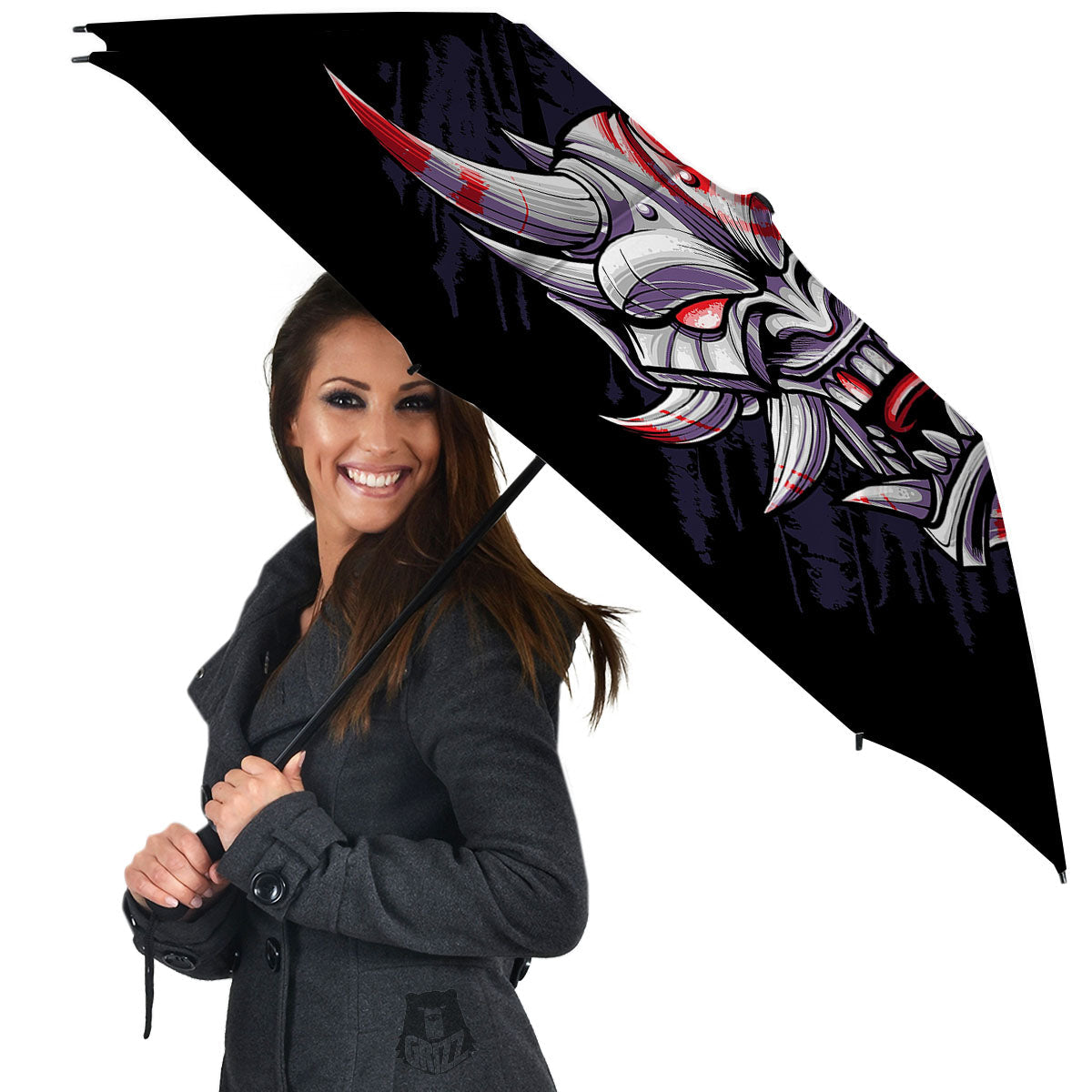 Evil Samurai Mask Print Umbrella-grizzshop