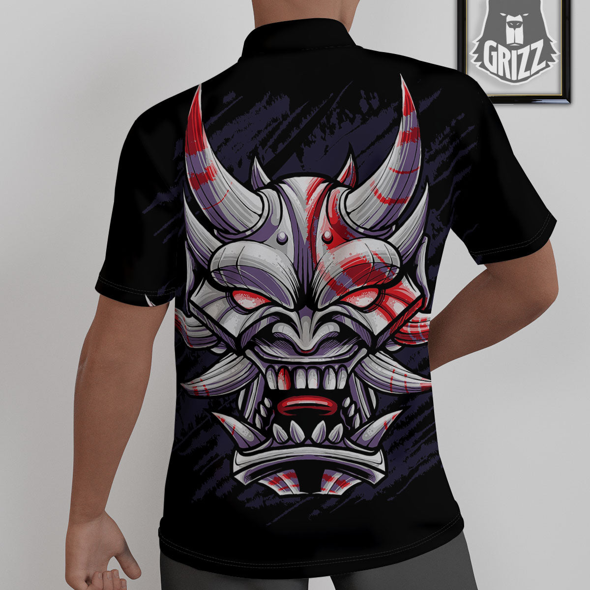 Evil Samurai Mask Print Untucked Shirts-grizzshop
