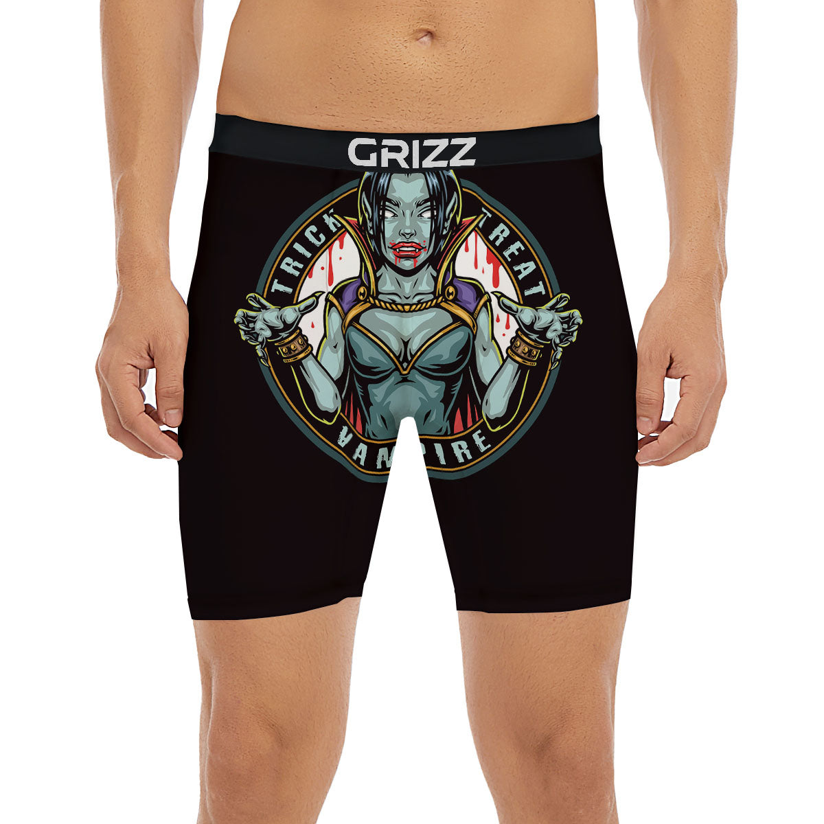 Evil Vampire Halloween Print Boxer Briefs-grizzshop