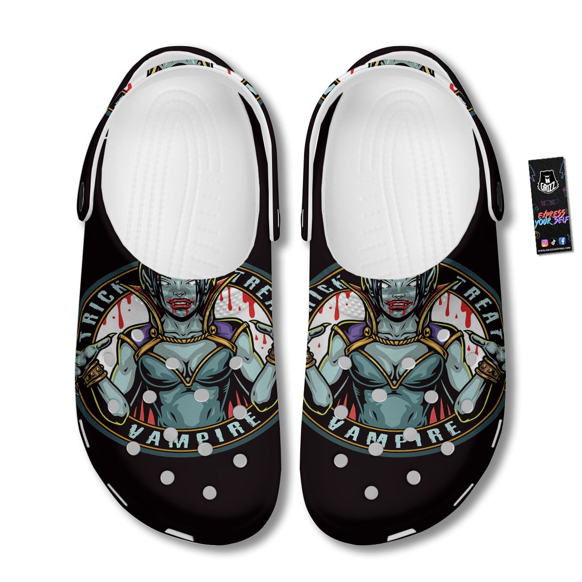 Evil Vampire Halloween Print Clog-grizzshop