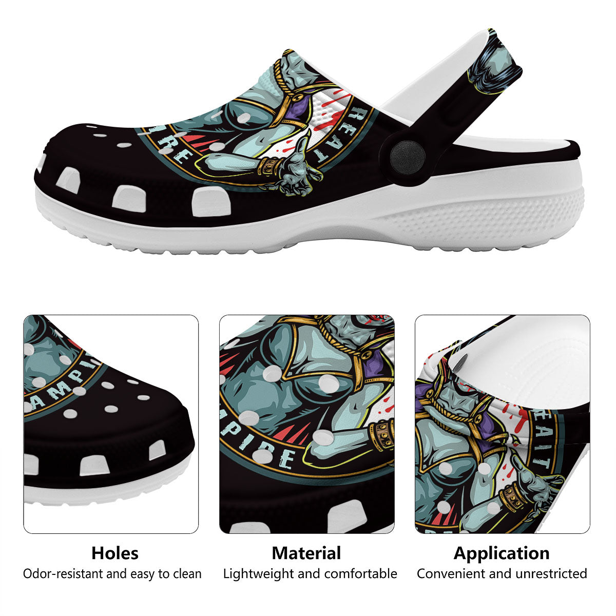 Evil Vampire Halloween Print Clog-grizzshop