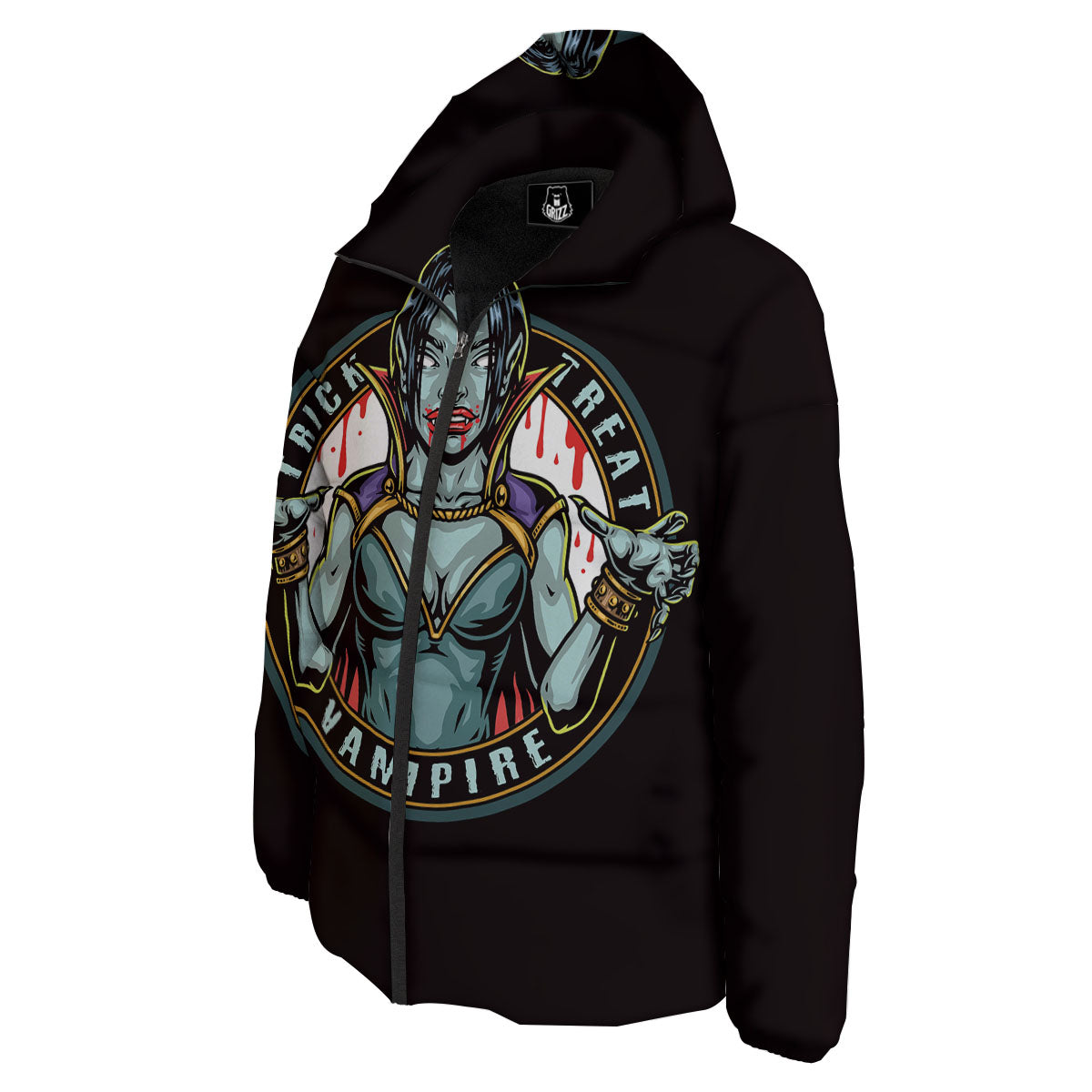 Evil Vampire Halloween Print Down Jacket-grizzshop