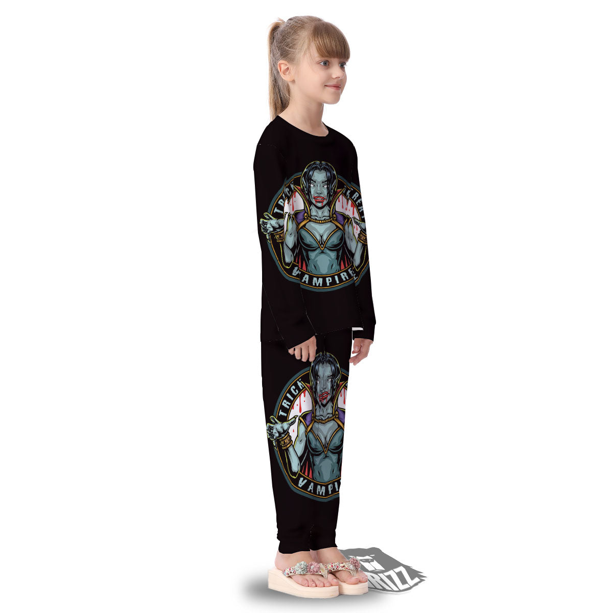 Evil Vampire Halloween Print Kid's Pajamas-grizzshop