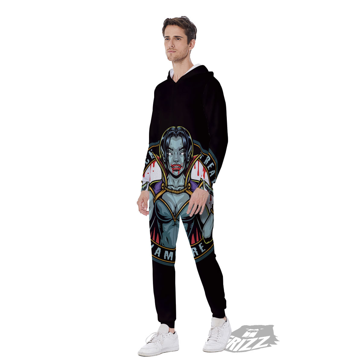 Evil Vampire Halloween Print Men's Jumpsuit-grizzshop