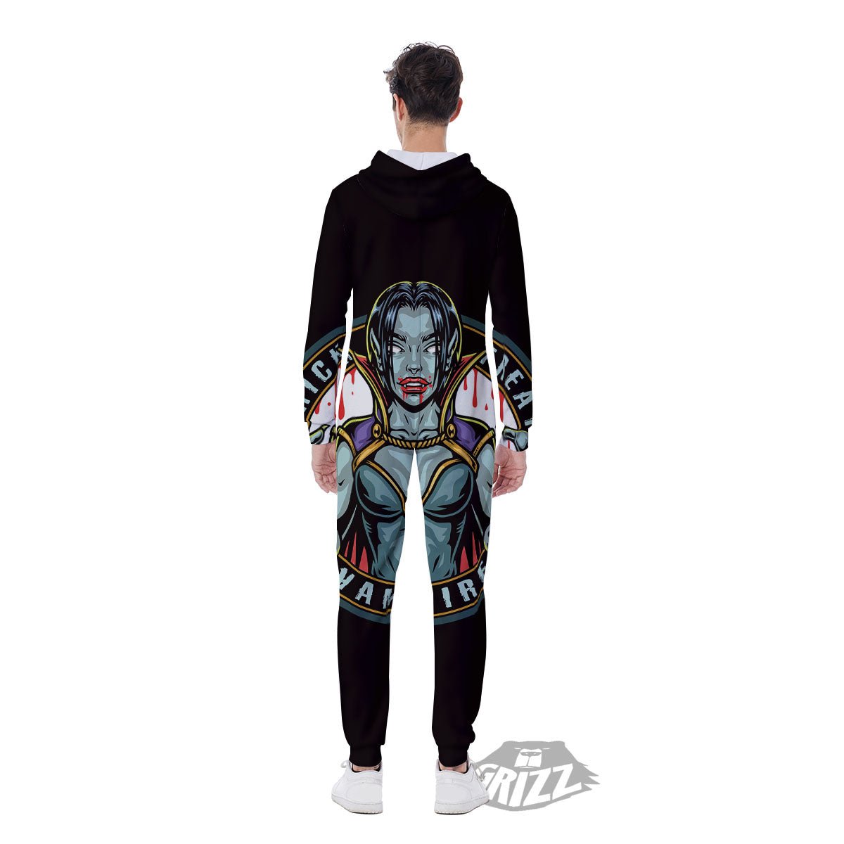 Evil Vampire Halloween Print Men's Jumpsuit-grizzshop