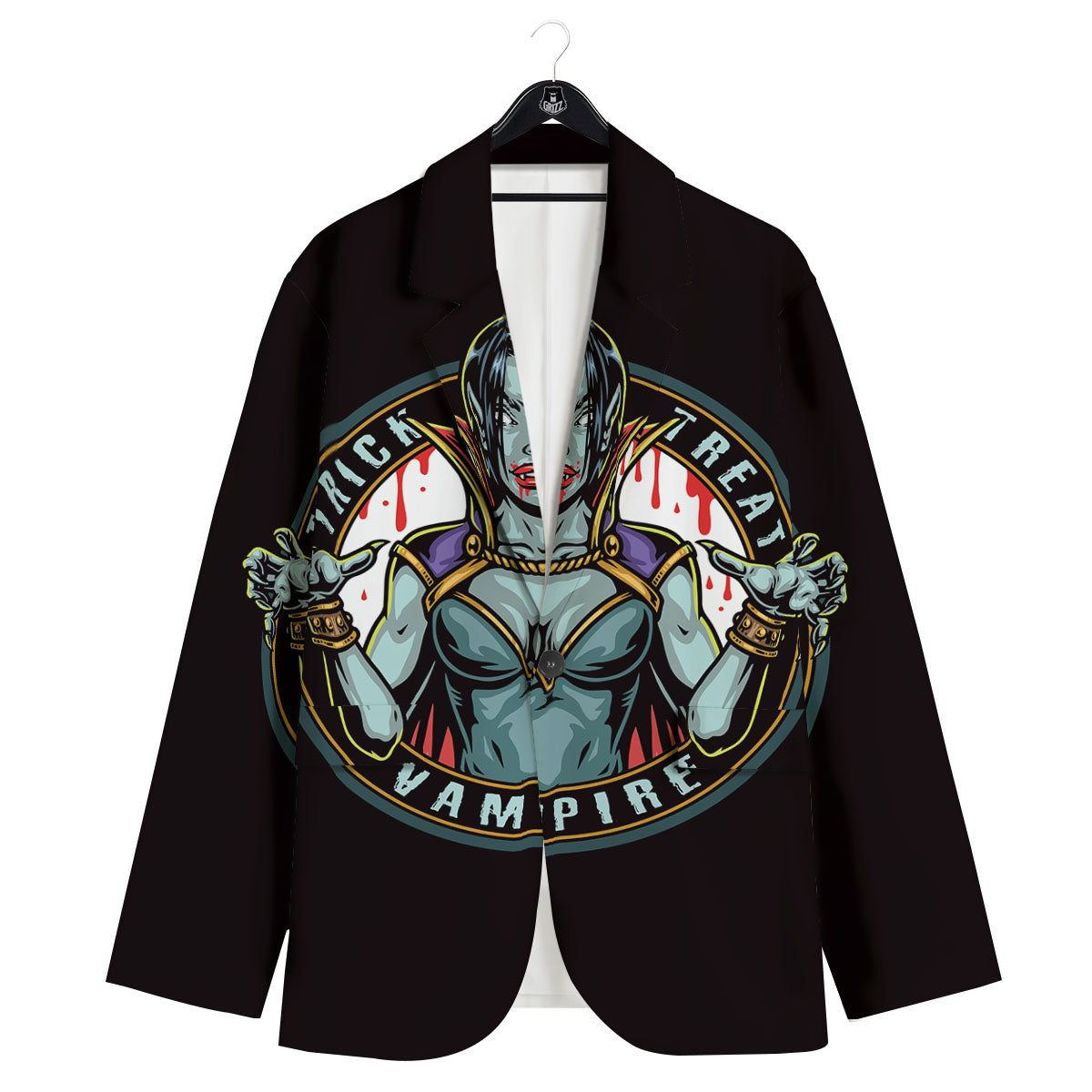 Evil Vampire Halloween Print Men's Sport Coat-grizzshop