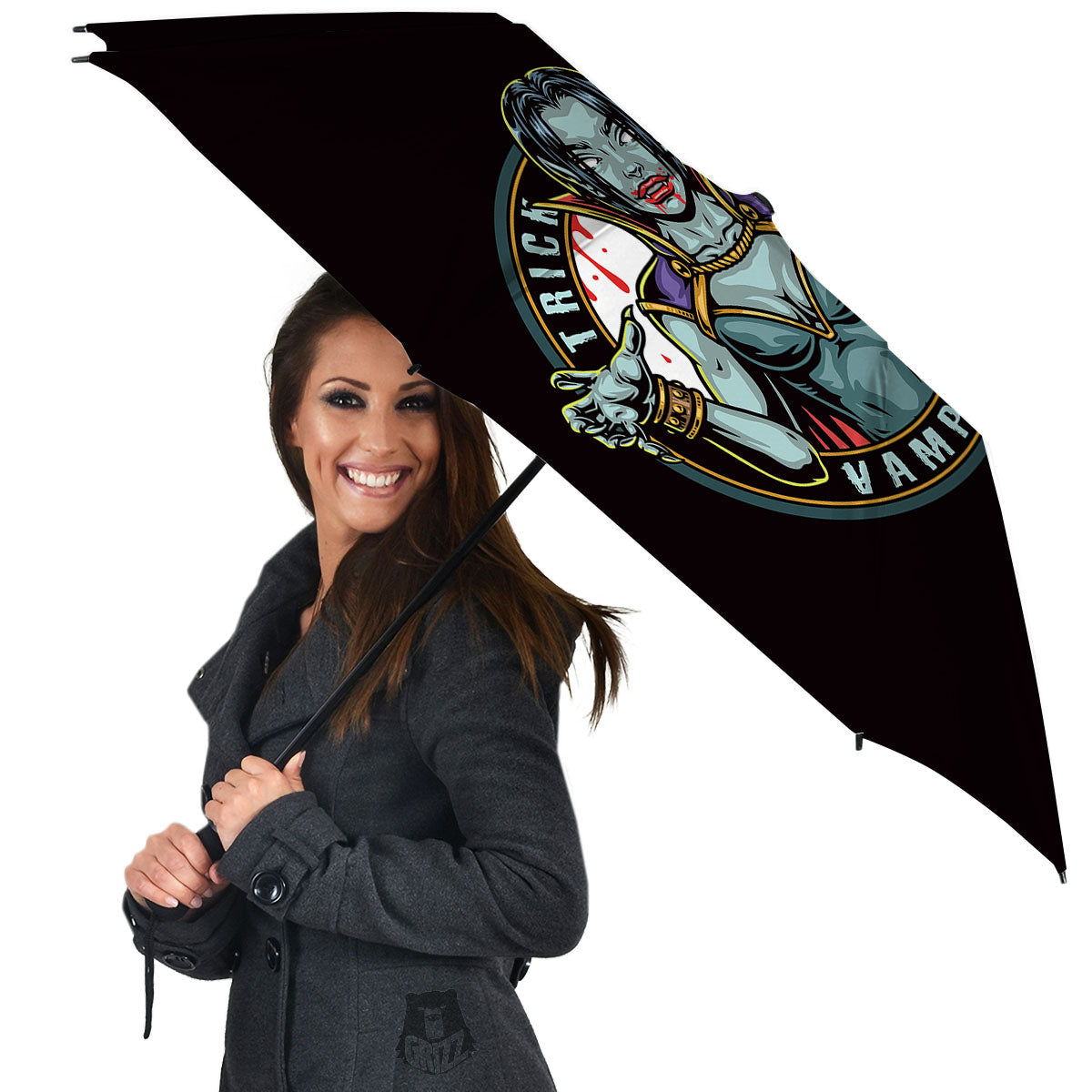 Evil Vampire Halloween Print Umbrella-grizzshop