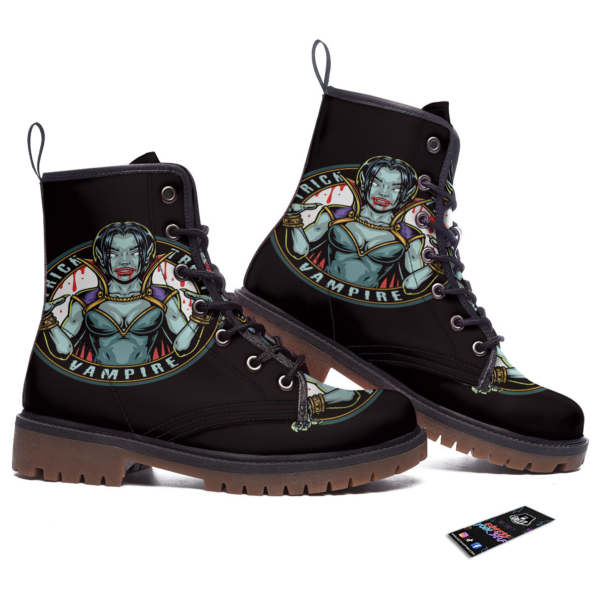 Evil Vampire Halloween Print Work Boots-grizzshop