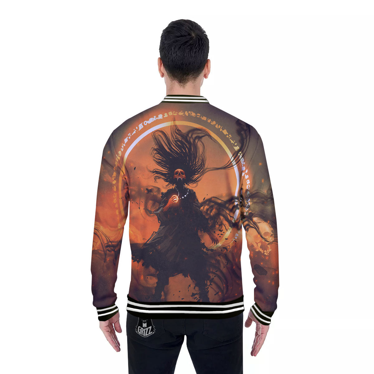 Evil Witch Print Baseball Jacket-grizzshop