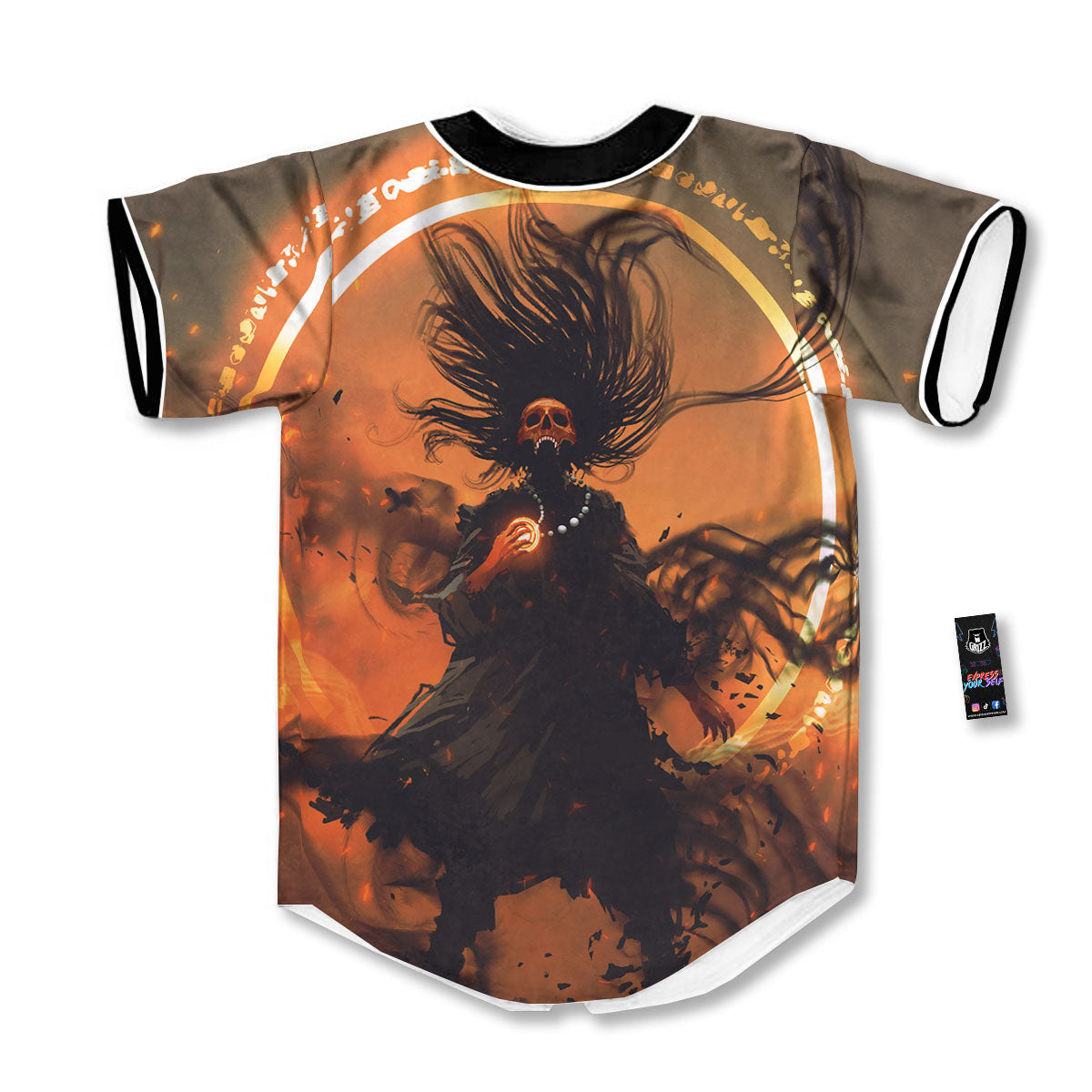 Evil Witch Print Baseball Jersey-grizzshop