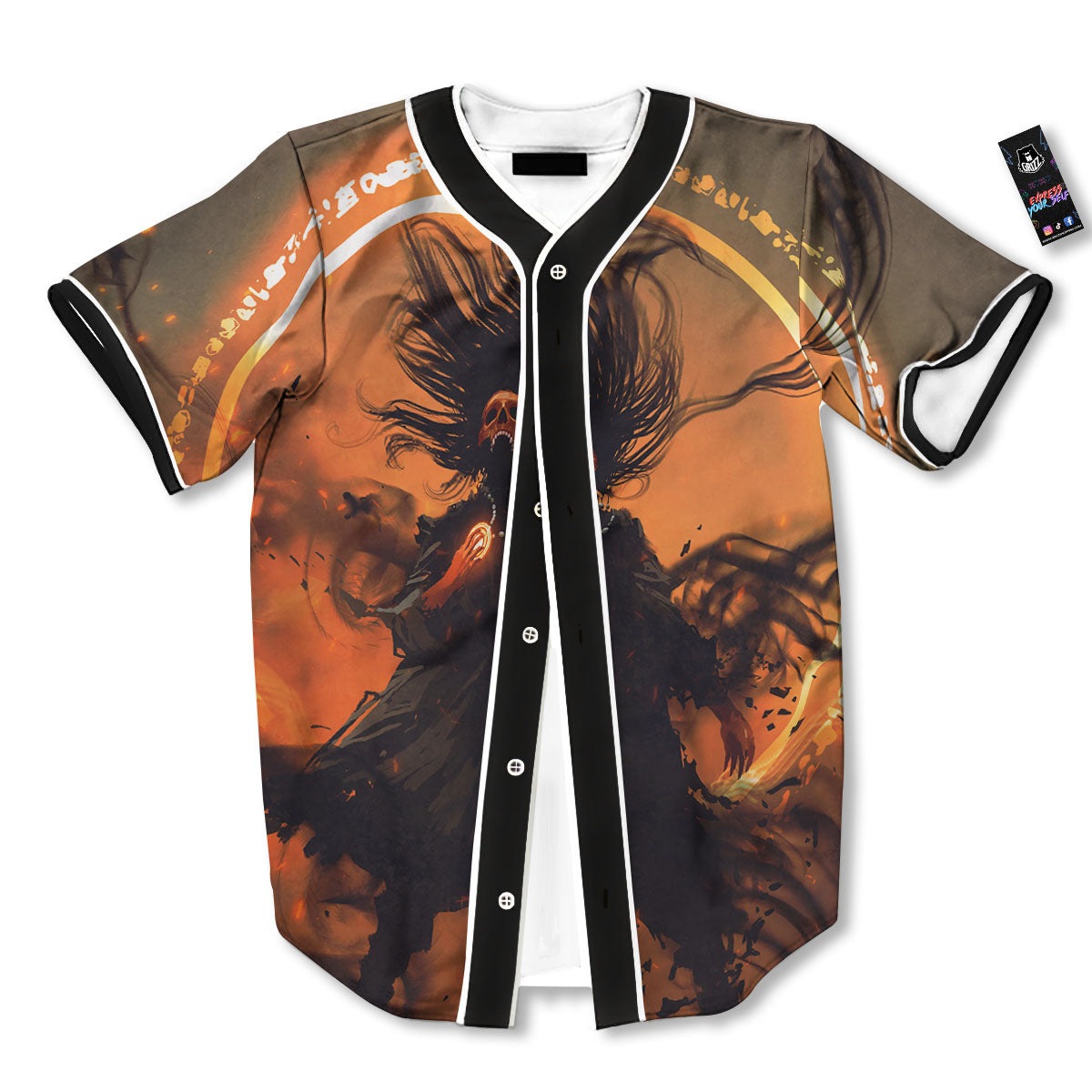 Evil Witch Print Baseball Jersey-grizzshop