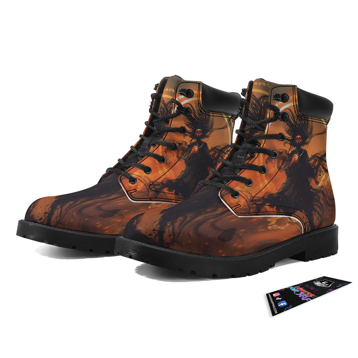 Evil Witch Print Boots-grizzshop