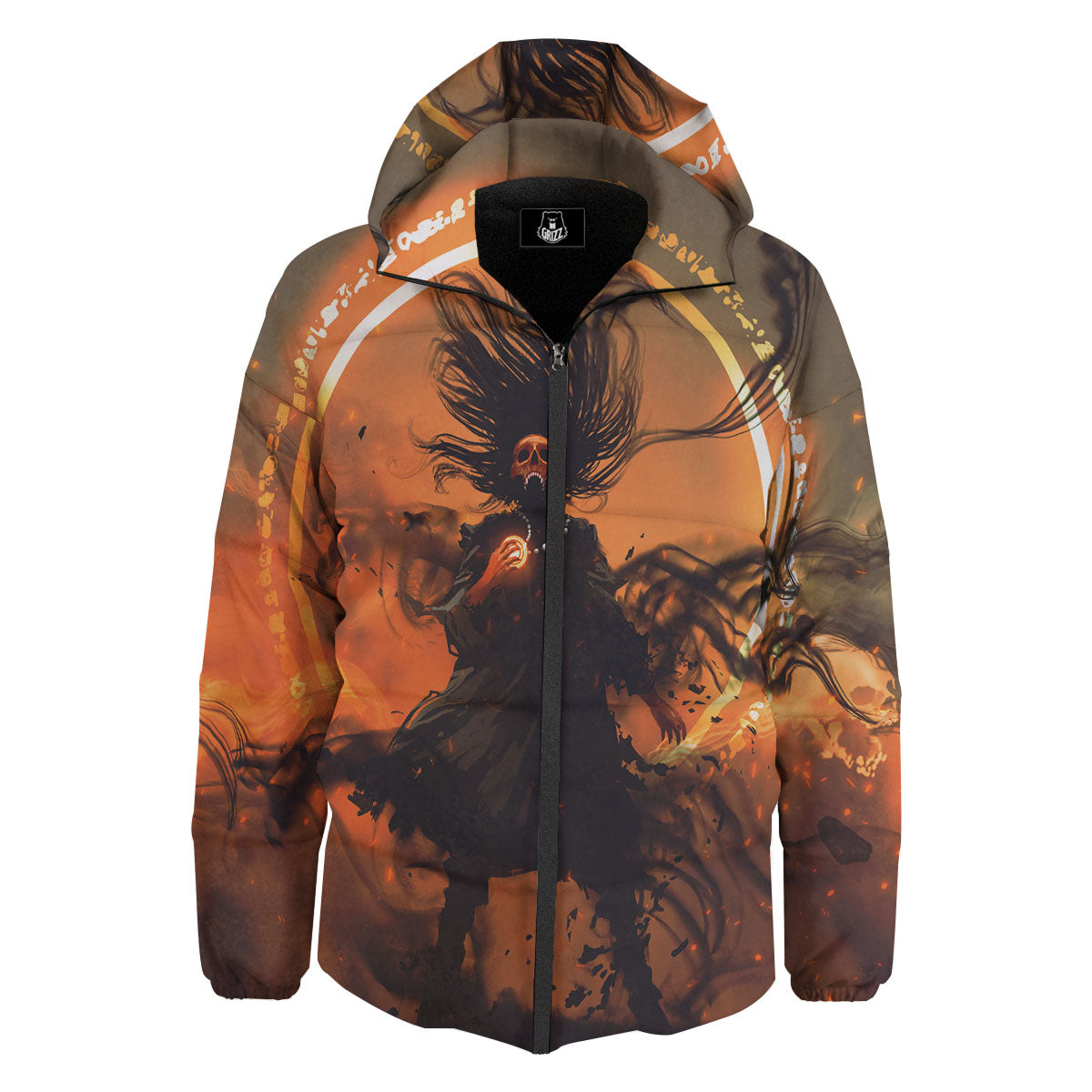 Evil Witch Print Down Jacket-grizzshop