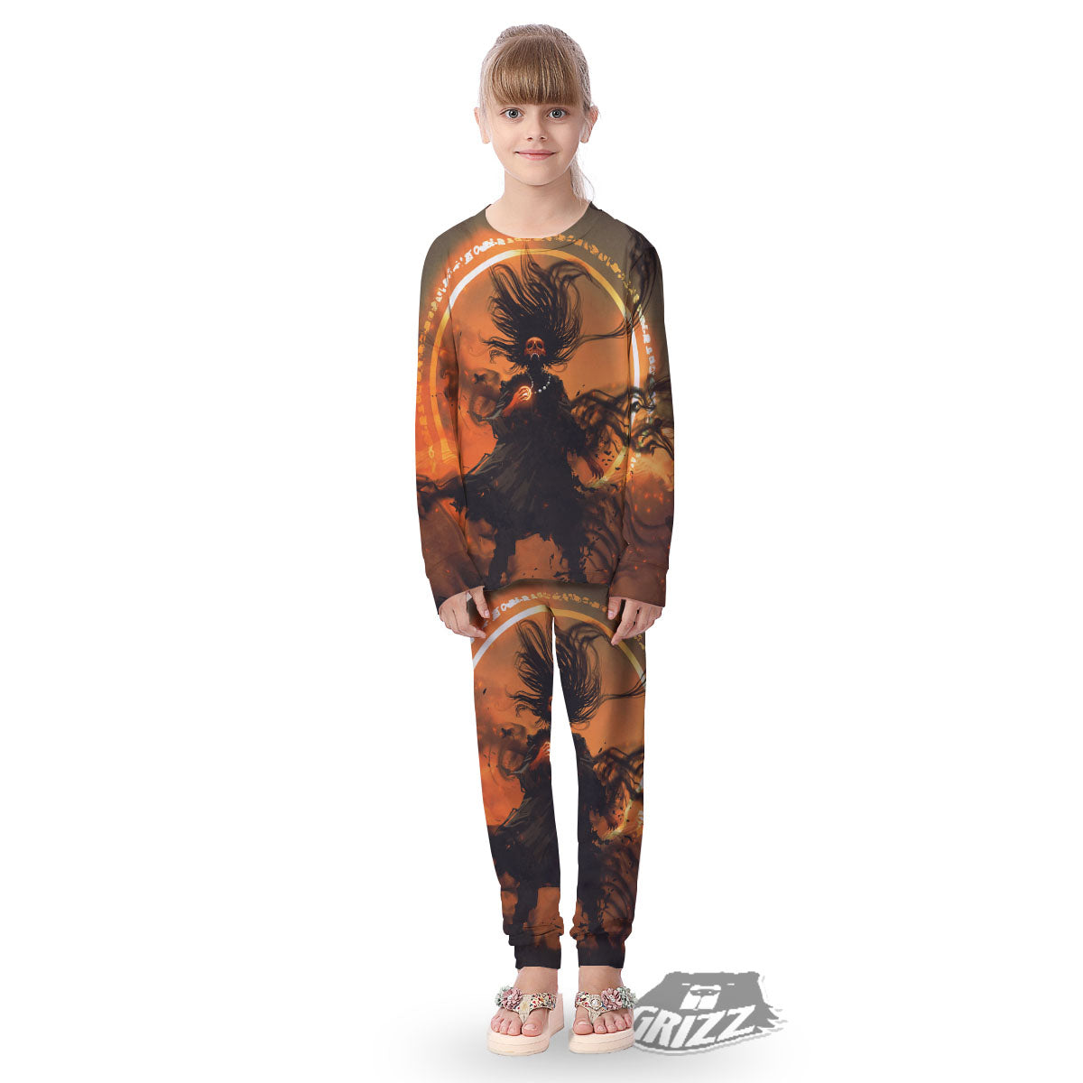 Evil Witch Print Kid's Pajamas-grizzshop