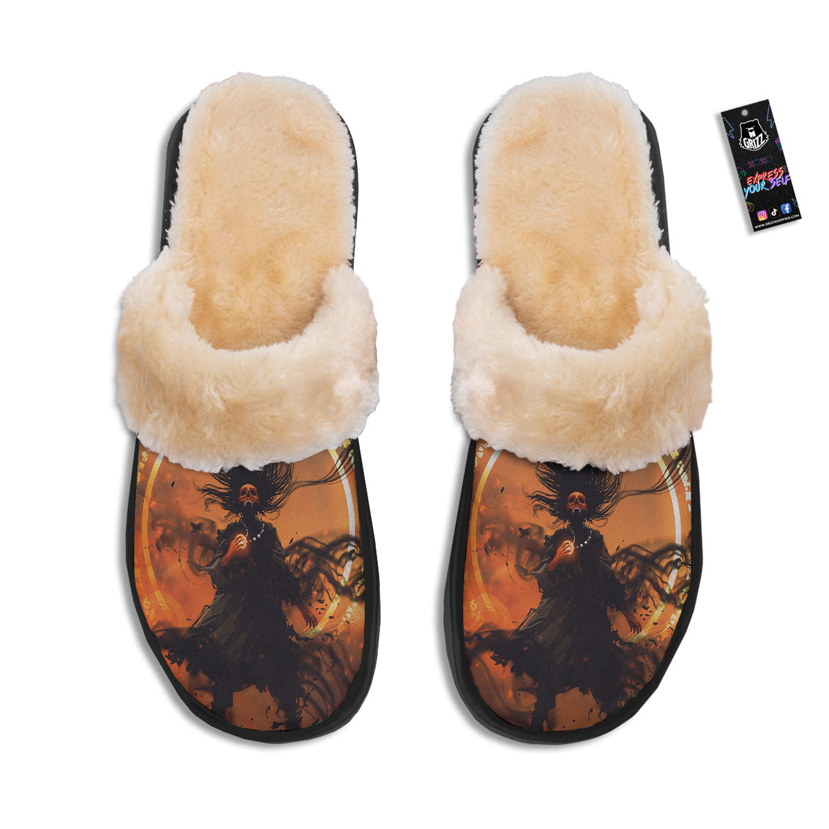 Evil Witch Print Slippers-grizzshop