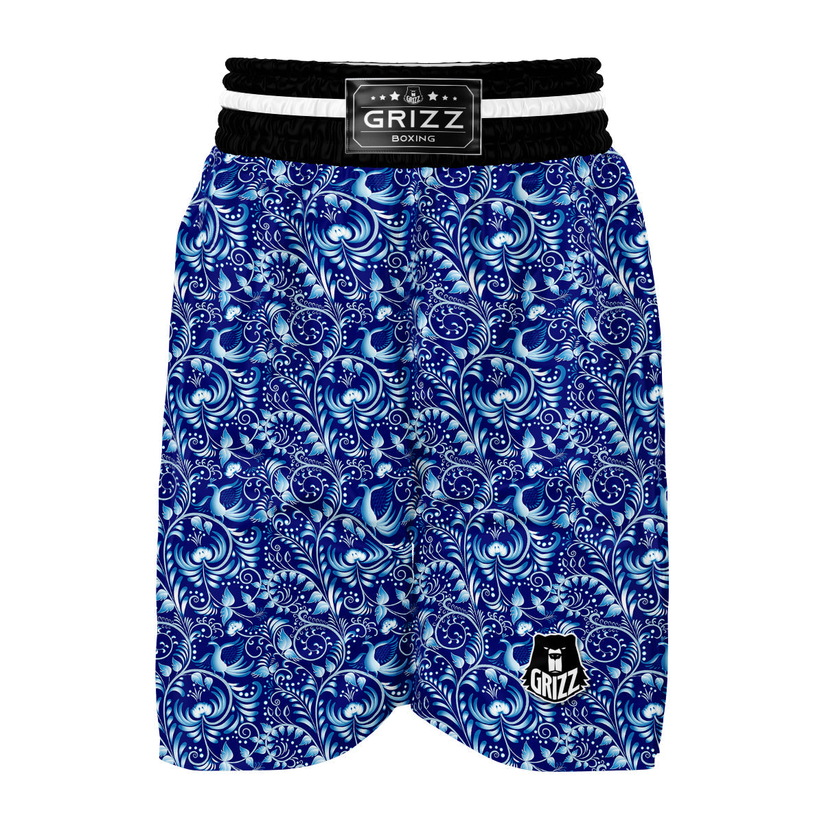 Exotic Blue Gzhel Print Pattern Boxing Shorts-grizzshop