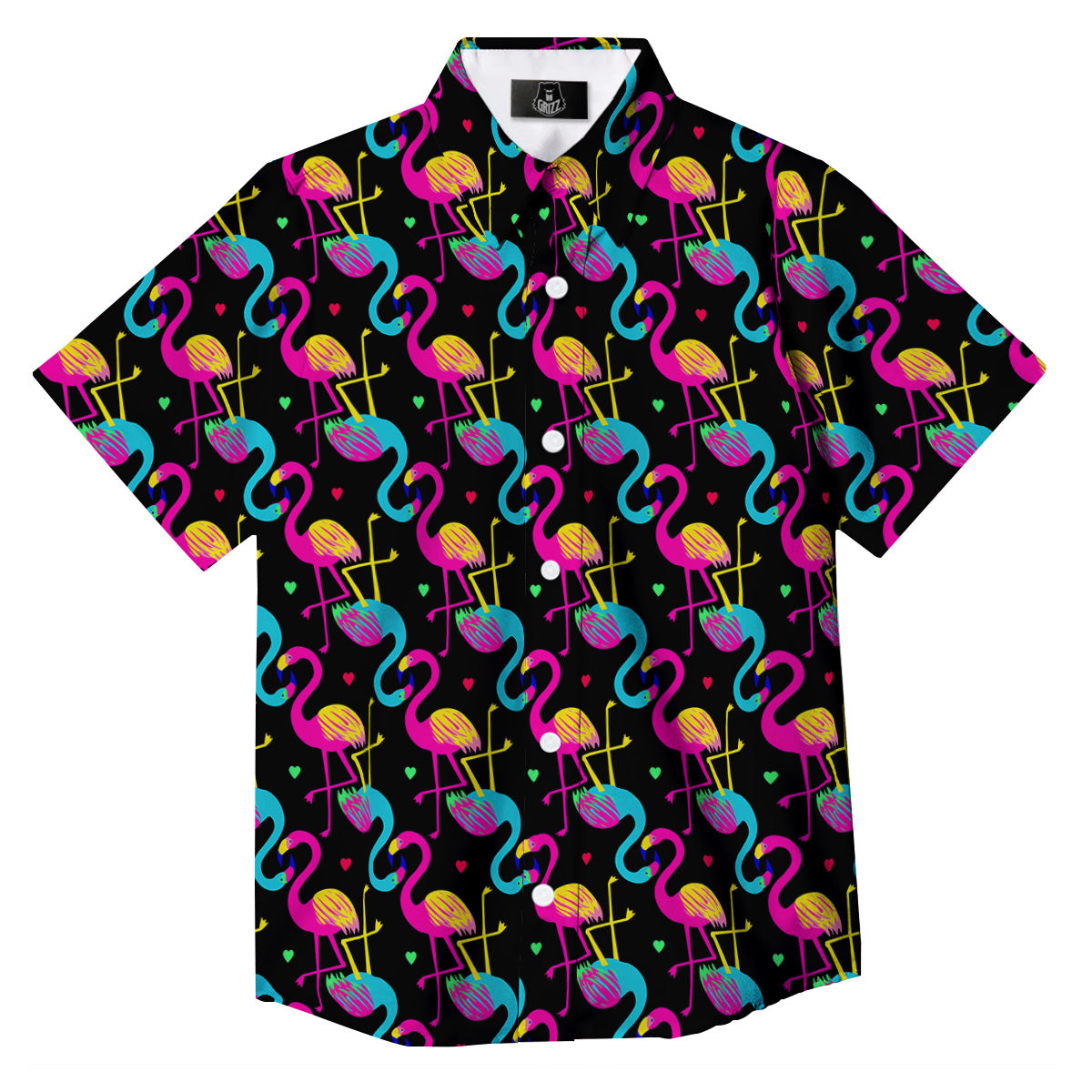 Exotic Hawaiian Flamingo Print Pattern Button Up Shirt-grizzshop