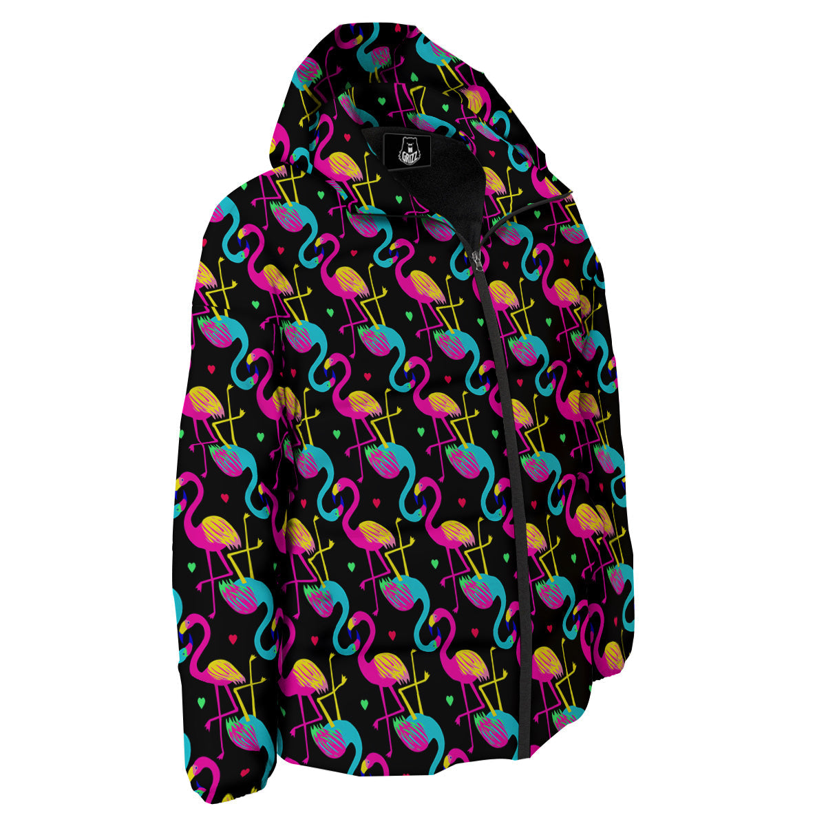 Exotic Hawaiian Flamingo Print Pattern Down Jacket-grizzshop