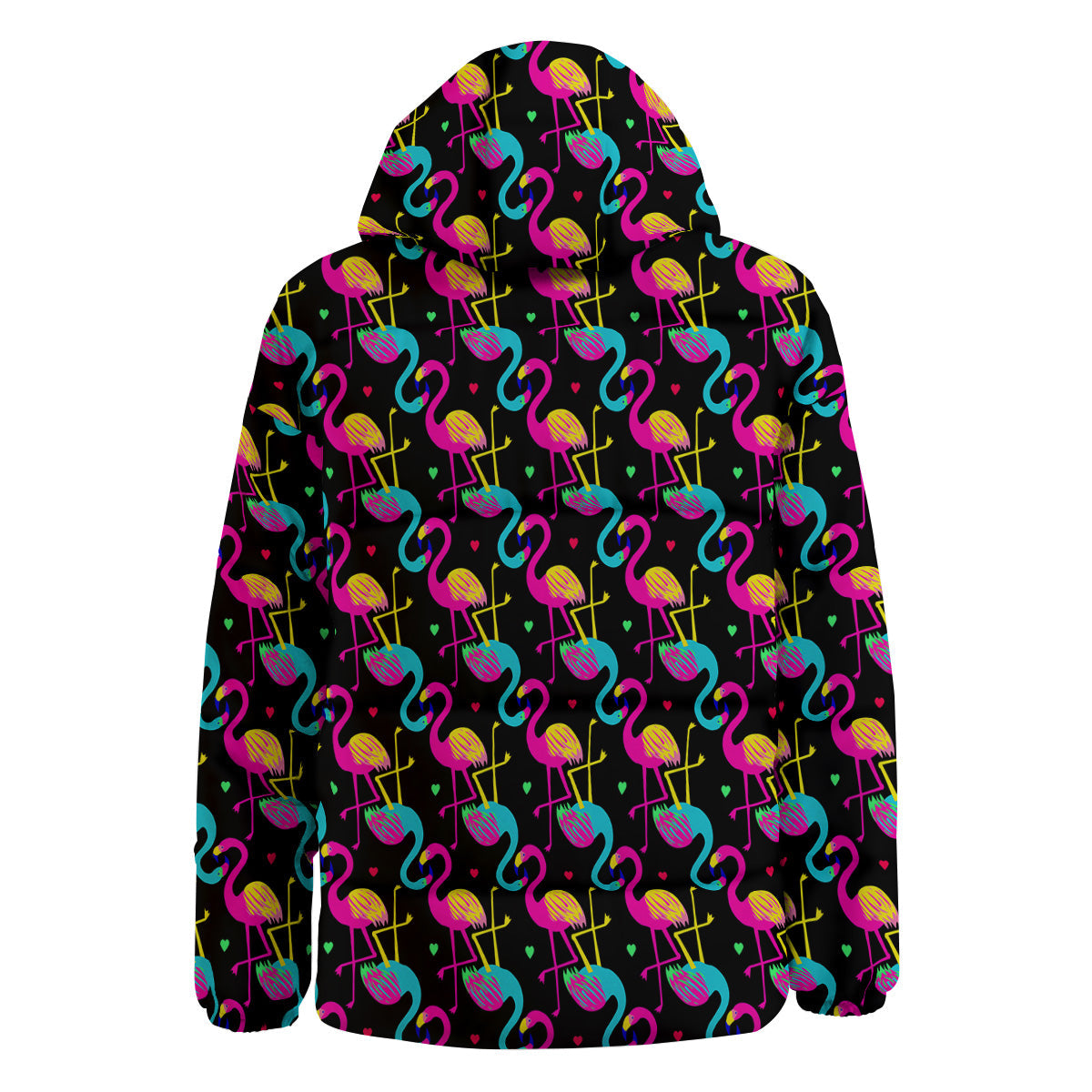 Exotic Hawaiian Flamingo Print Pattern Down Jacket-grizzshop