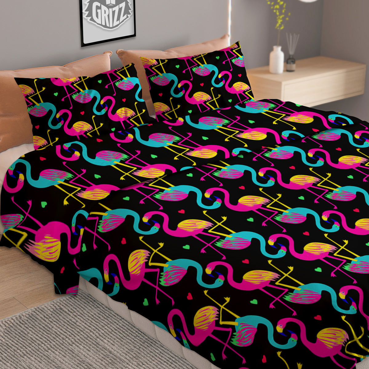 Exotic Hawaiian Flamingo Print Pattern Duvet Cover Bedding Set