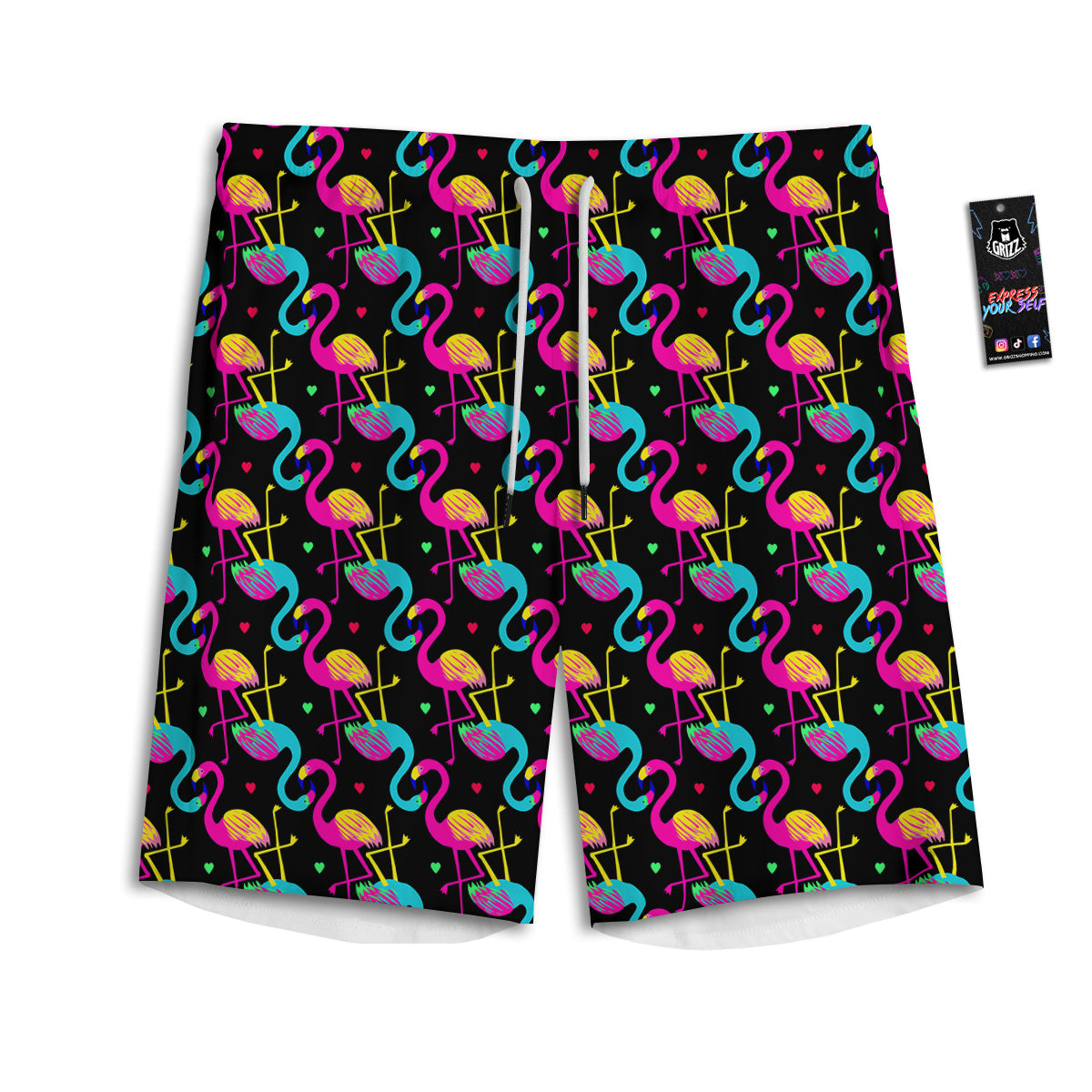 Exotic Hawaiian Flamingo Print Pattern Men's Athletic Shorts
