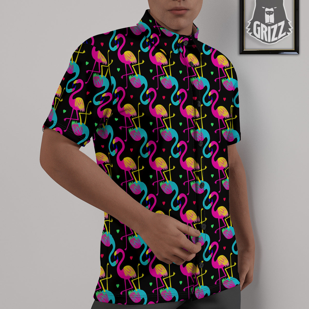 Exotic Hawaiian Flamingo Print Pattern Untucked Shirts-grizzshop