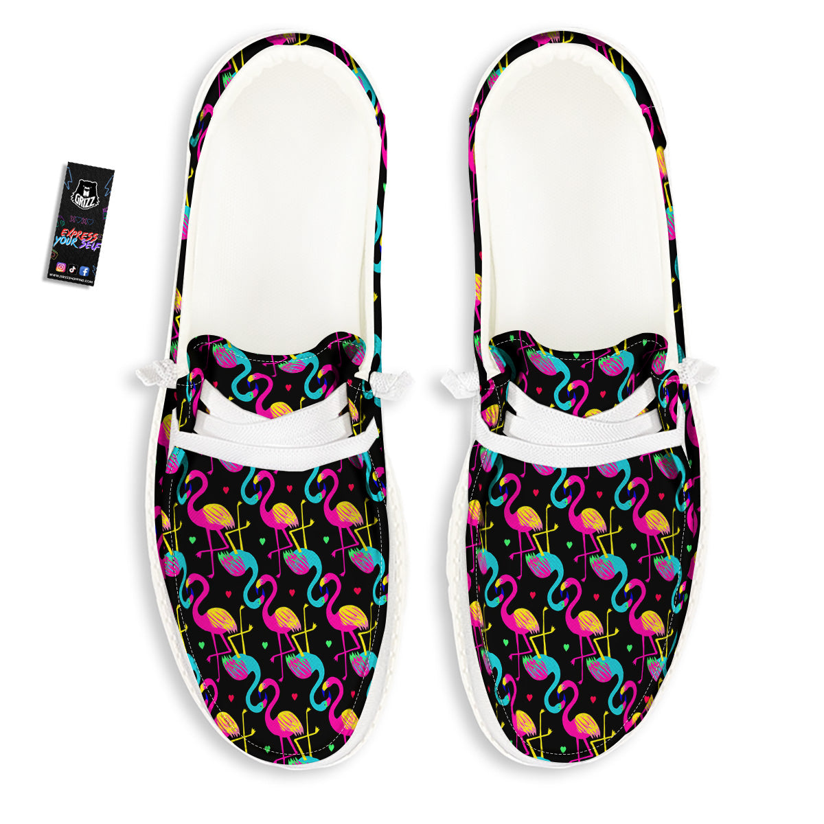 Exotic Hawaiian Flamingo Print Pattern White Loafers-grizzshop
