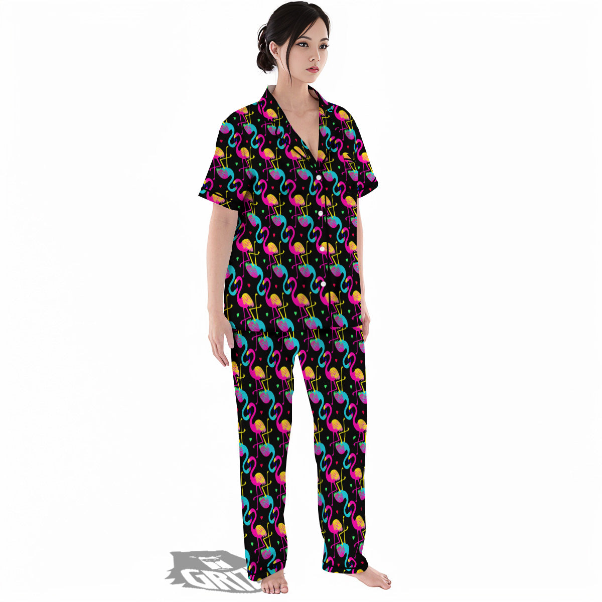 Exotic Hawaiian Flamingo Print Pattern Women's Pajamas Set-grizzshop