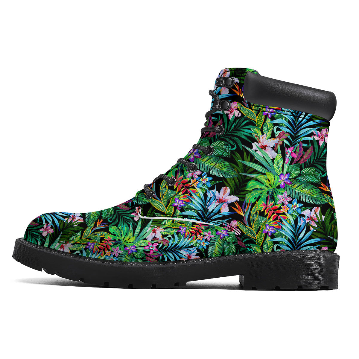 Exotic Hibiscus And Palm Print Pattern Boots-grizzshop