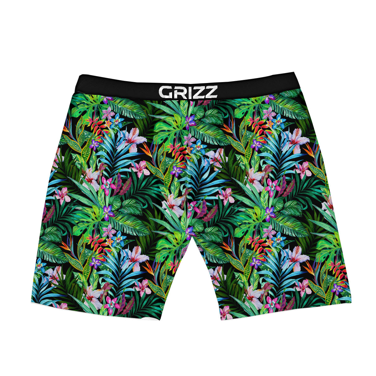 Exotic Hibiscus And Palm Print Pattern Boxer Briefs-grizzshop