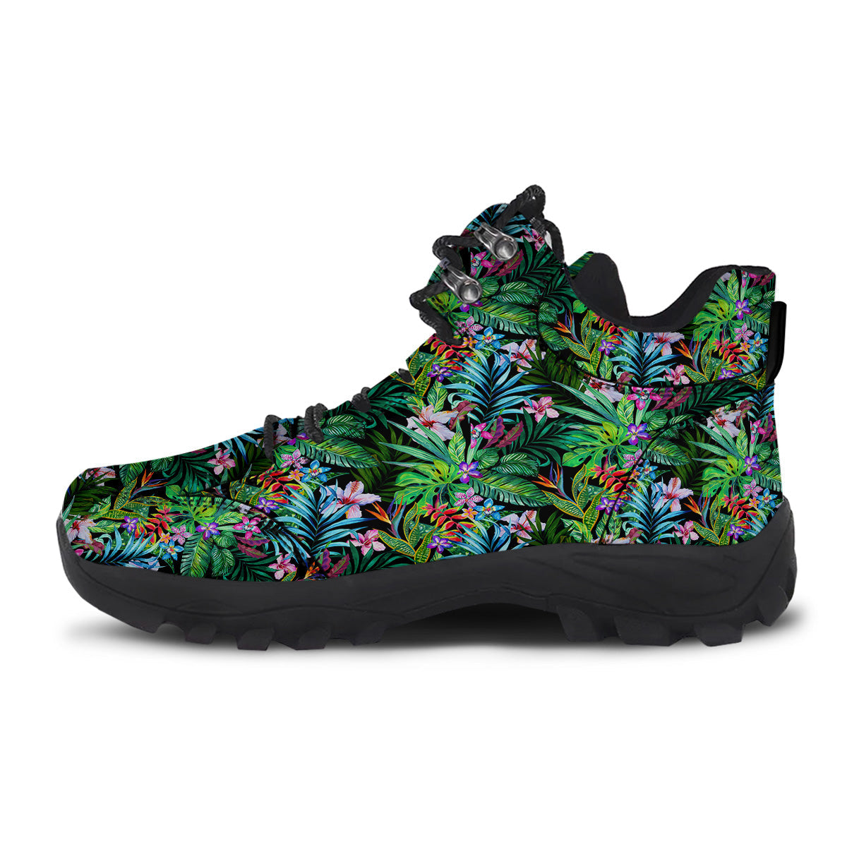 Exotic Hibiscus And Palm Print Pattern Hiking Shoes-grizzshop