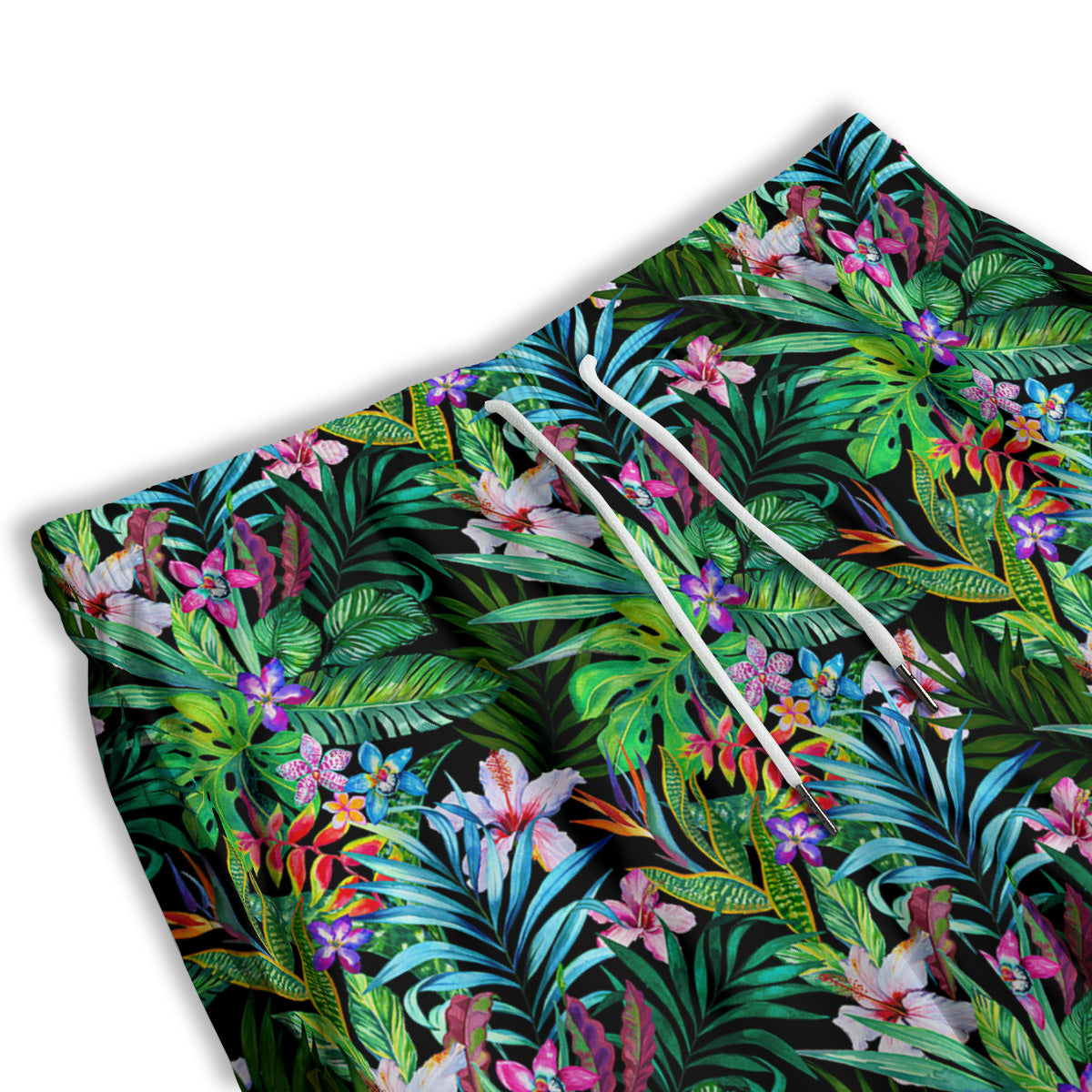 Exotic Hibiscus And Palm Print Pattern Men's Athletic Shorts