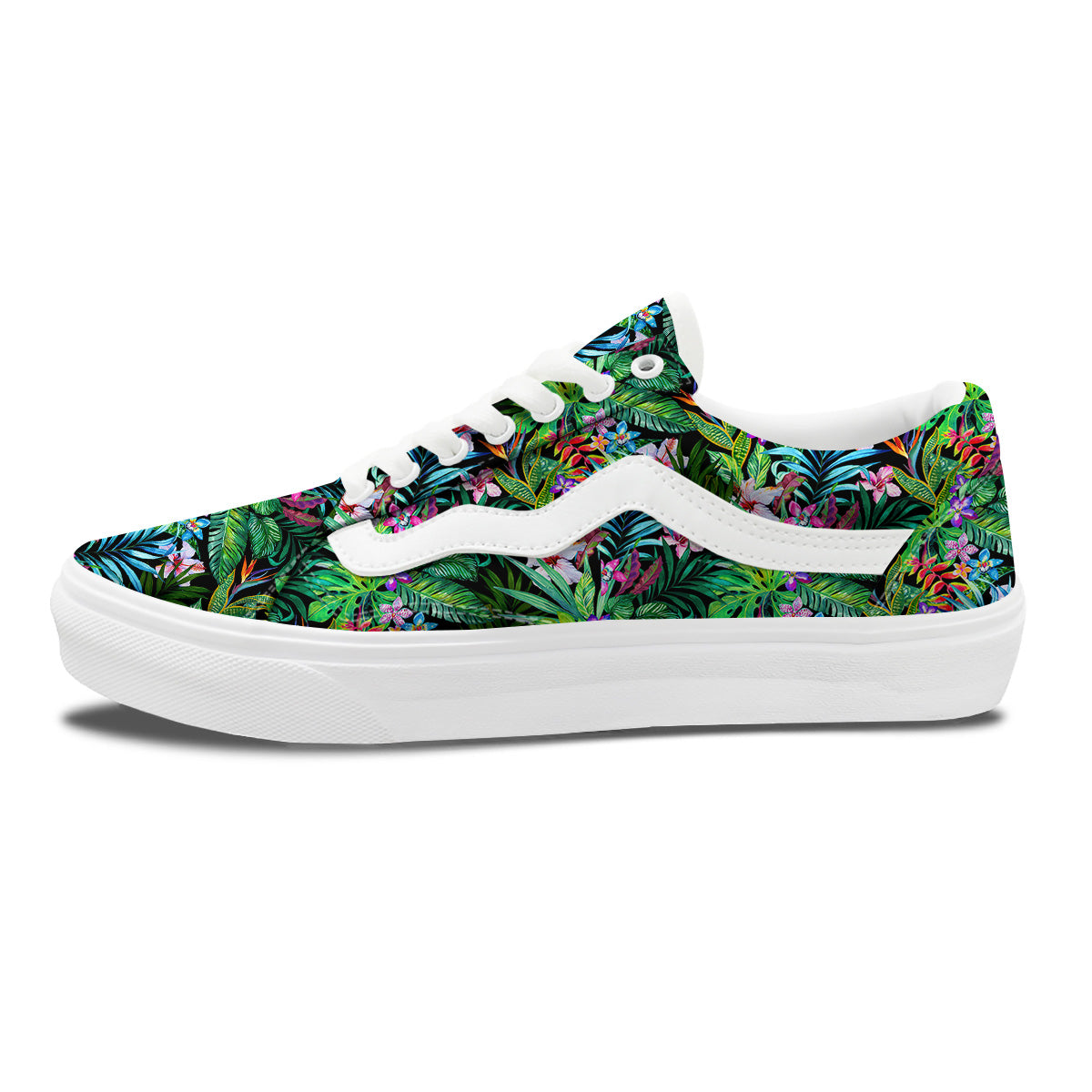 Exotic Hibiscus And Palm Print Pattern Skate Shoes-grizzshop