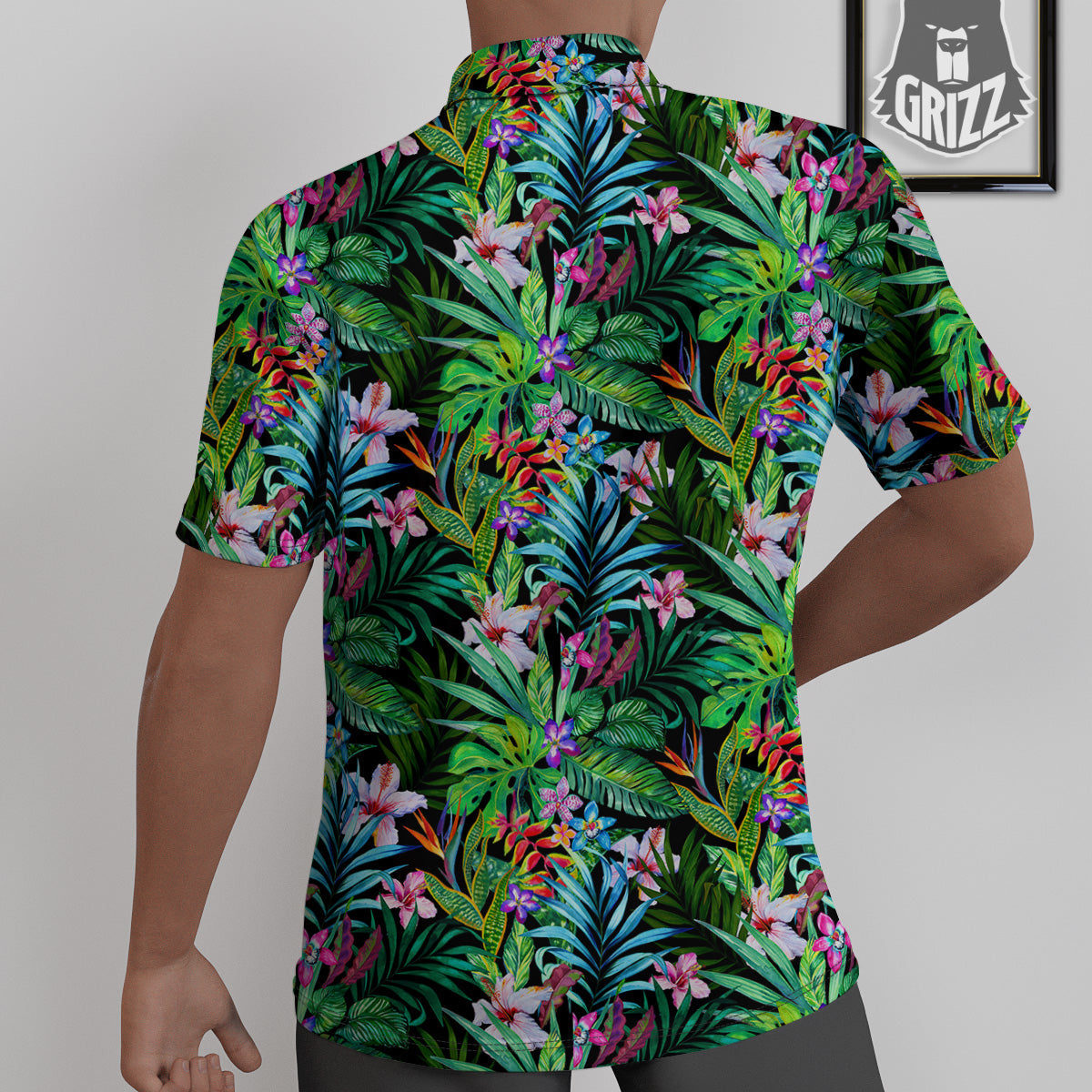 Exotic Hibiscus And Palm Print Pattern Untucked Shirts-grizzshop