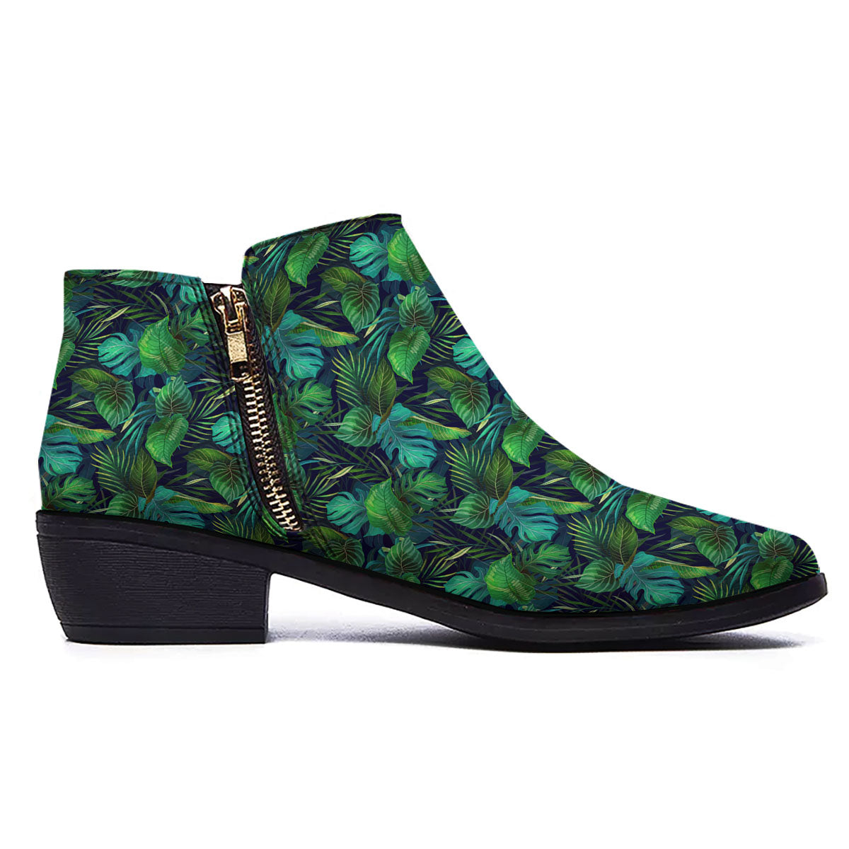 Exotic Leaf Tropical Print Pattern Ankle Boots-grizzshop