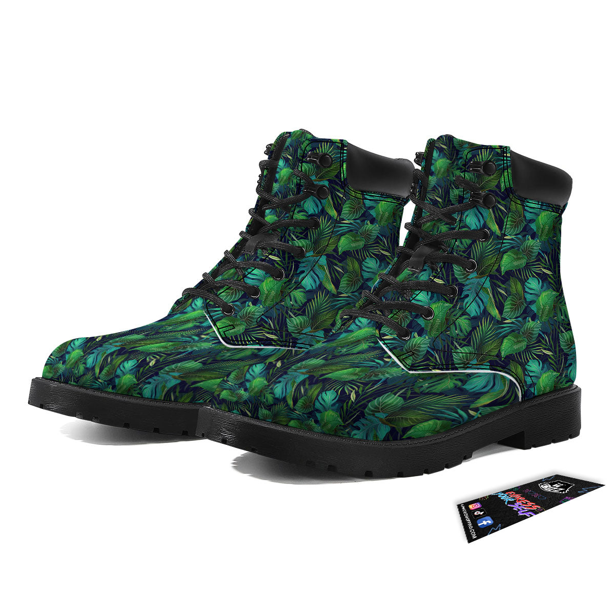 Exotic Leaf Tropical Print Pattern Boots-grizzshop