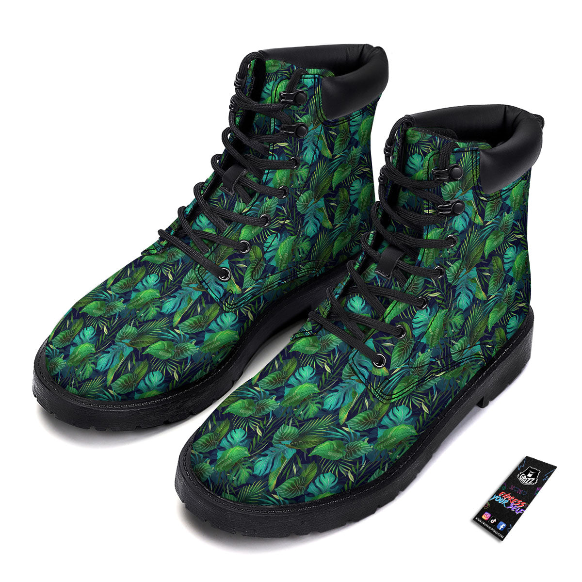 Exotic Leaf Tropical Print Pattern Boots-grizzshop