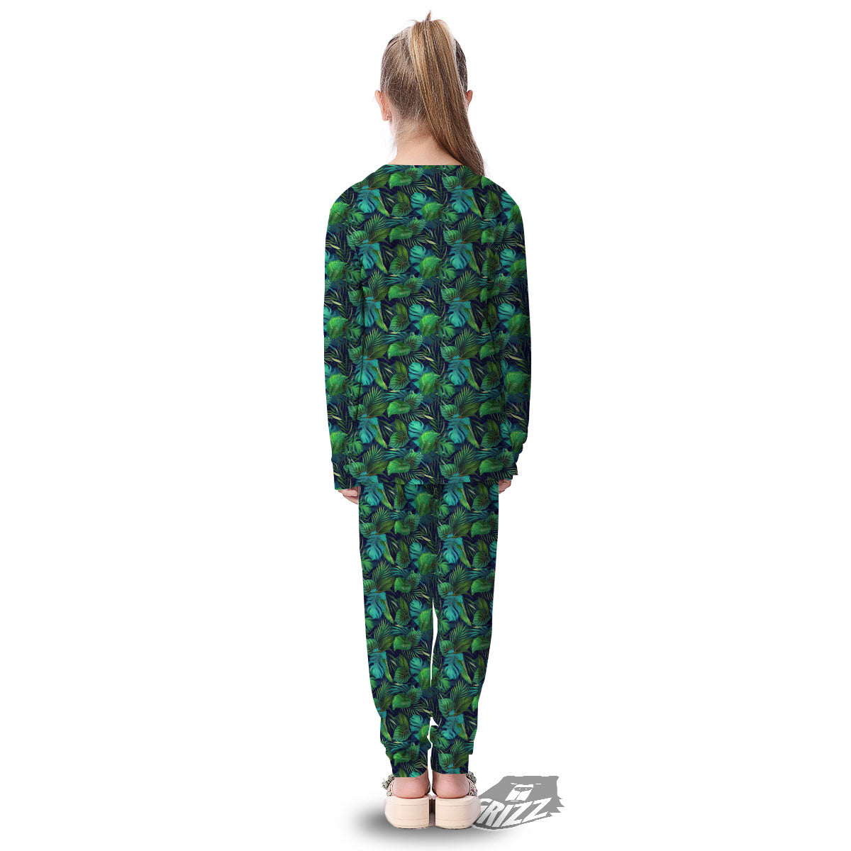 Exotic Leaf Tropical Print Pattern Kid's Pajamas-grizzshop