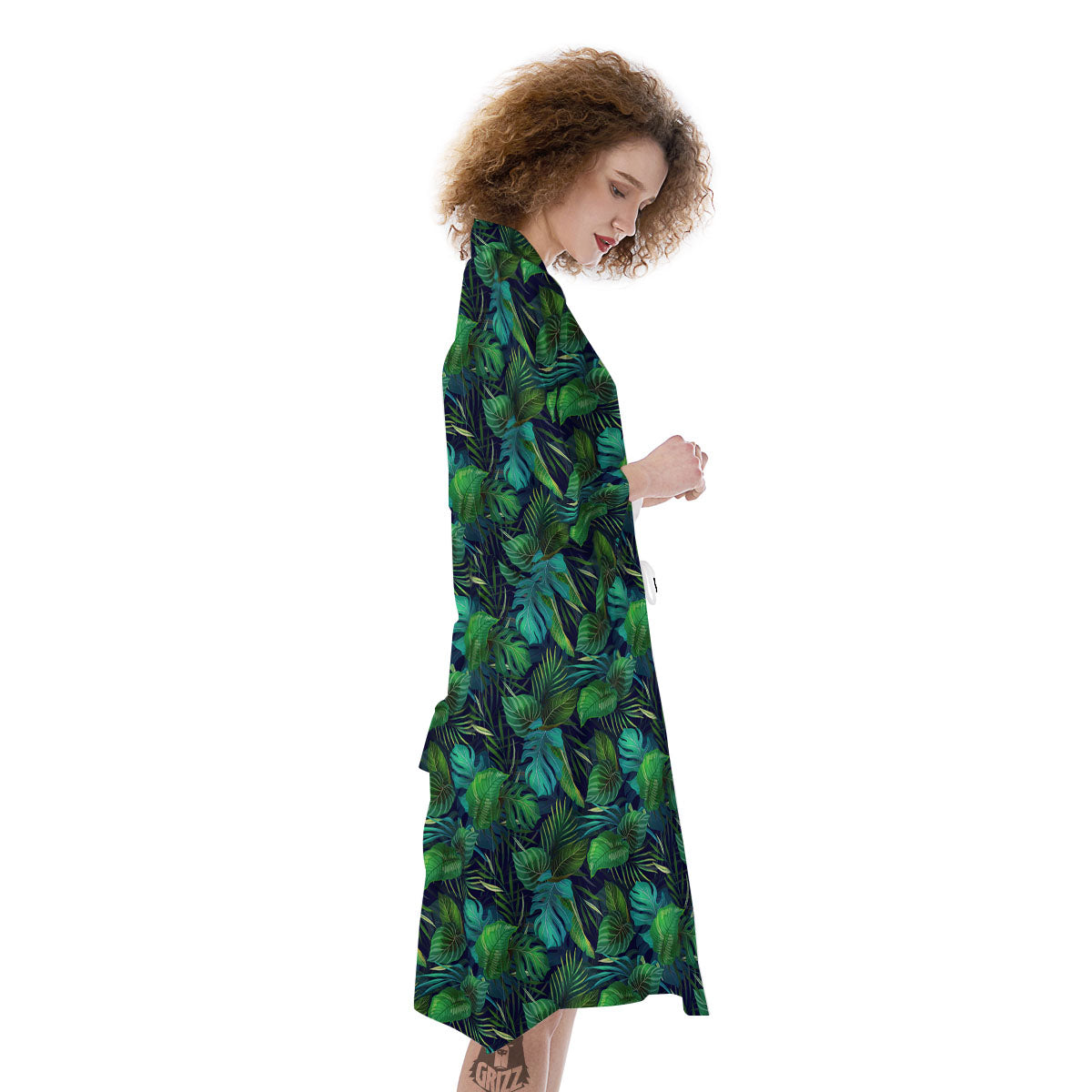 Exotic Leaf Tropical Print Pattern Kimono-grizzshop