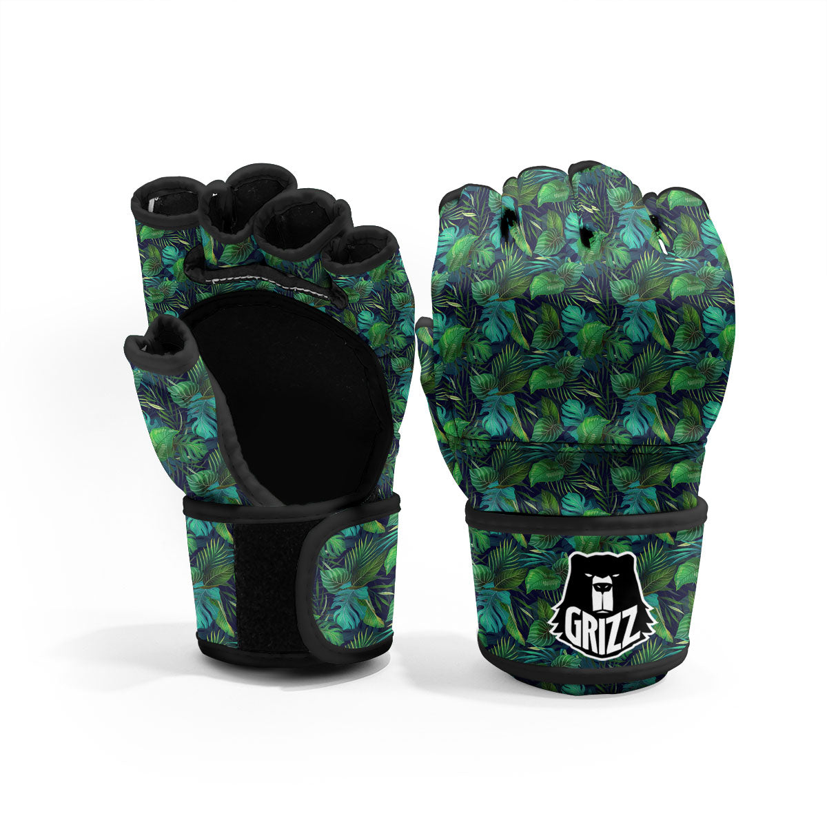 Exotic Leaf Tropical Print Pattern MMA Gloves-grizzshop