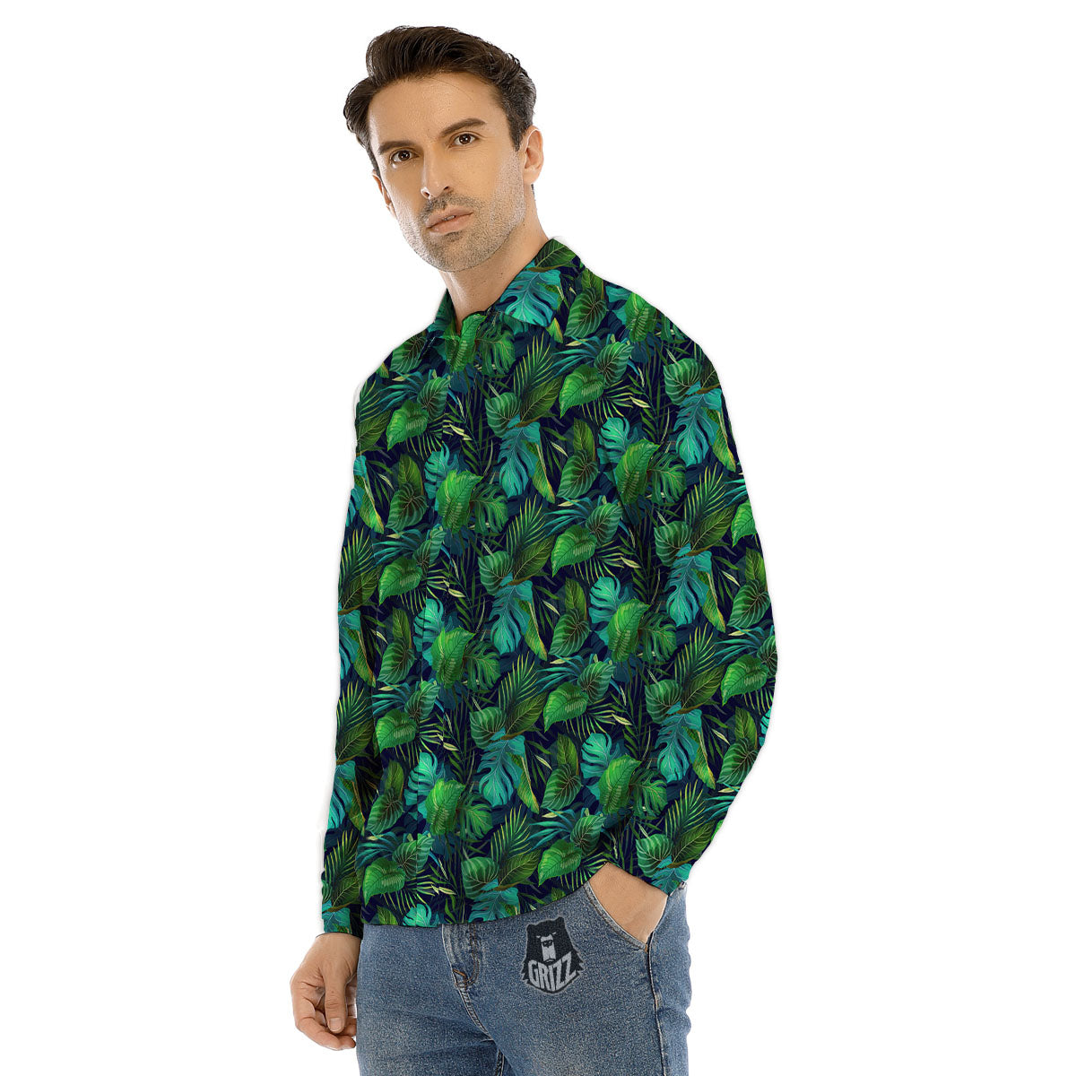 Exotic Leaf Tropical Print Pattern Men's Dress Shirts-grizzshop