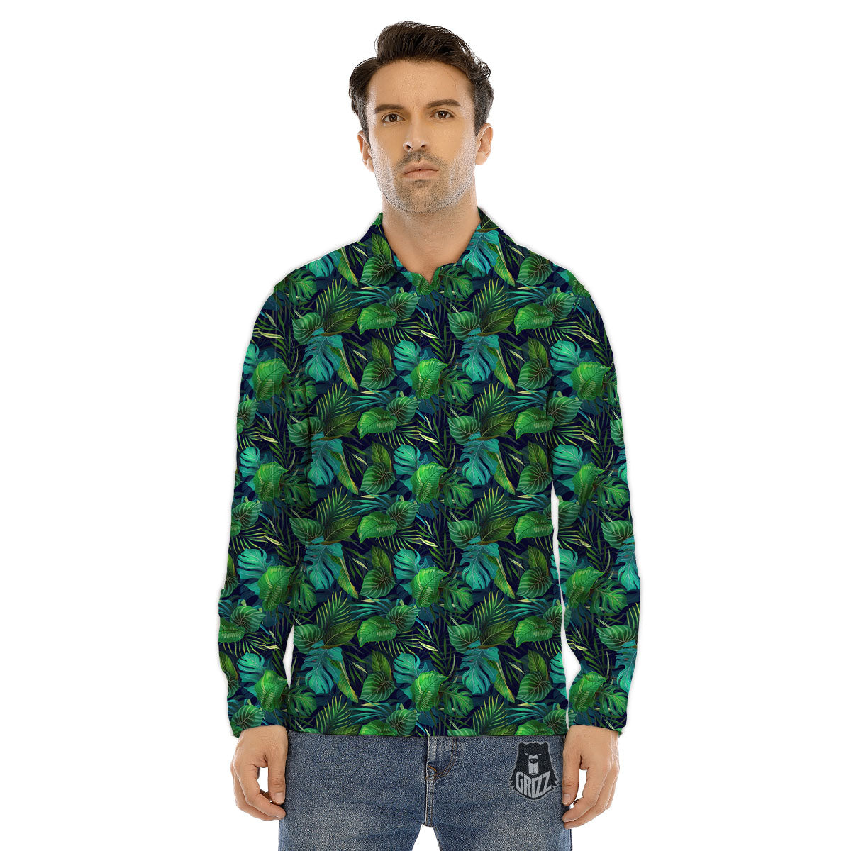 Exotic Leaf Tropical Print Pattern Men's Dress Shirts-grizzshop