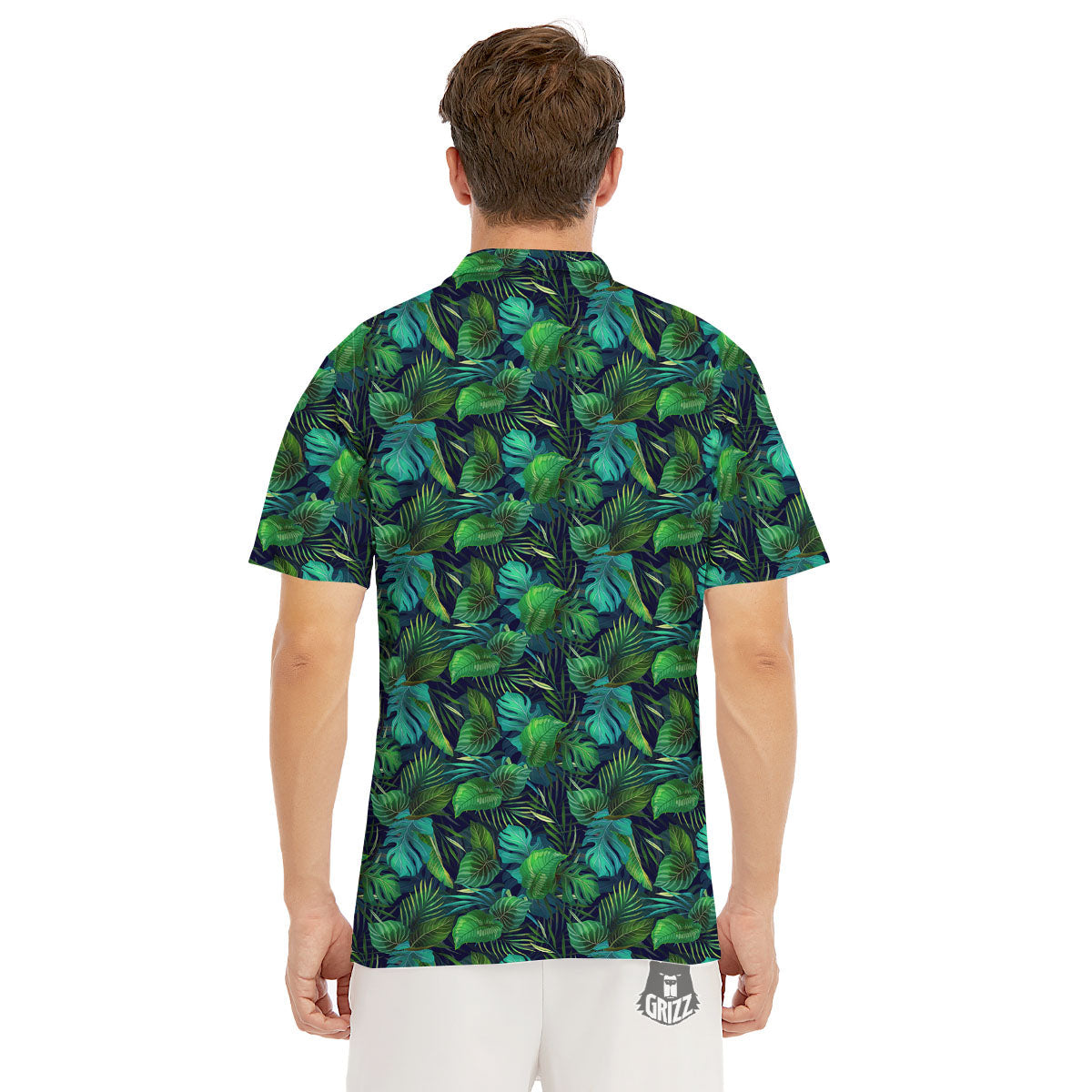 Exotic Leaf Tropical Print Pattern Men's Golf Shirts-grizzshop