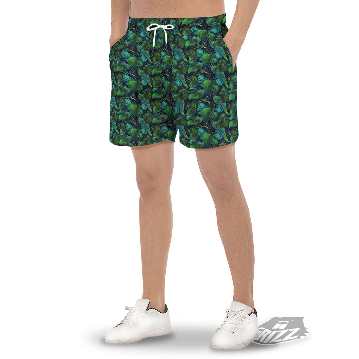 Exotic Leaf Tropical Print Pattern Men's Gym Shorts-grizzshop