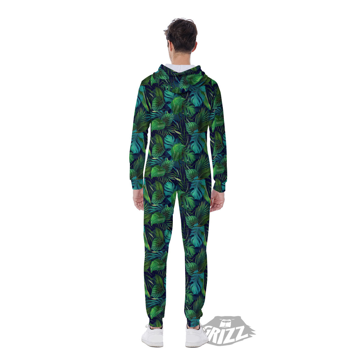 Exotic Leaf Tropical Print Pattern Men's Jumpsuit-grizzshop