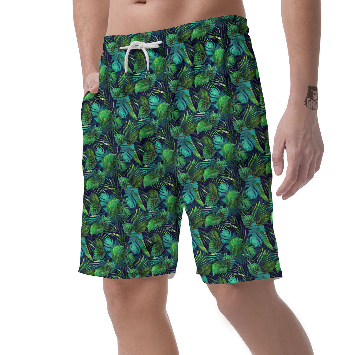 Exotic Leaf Tropical Print Pattern Men's Shorts-grizzshop