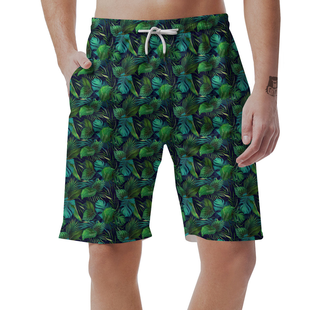 Exotic Leaf Tropical Print Pattern Men's Shorts-grizzshop